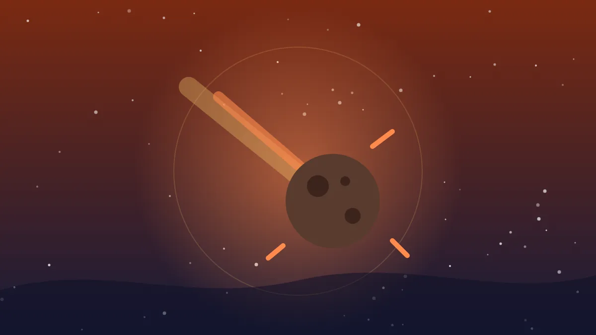 Illustration: a meteor streaking down