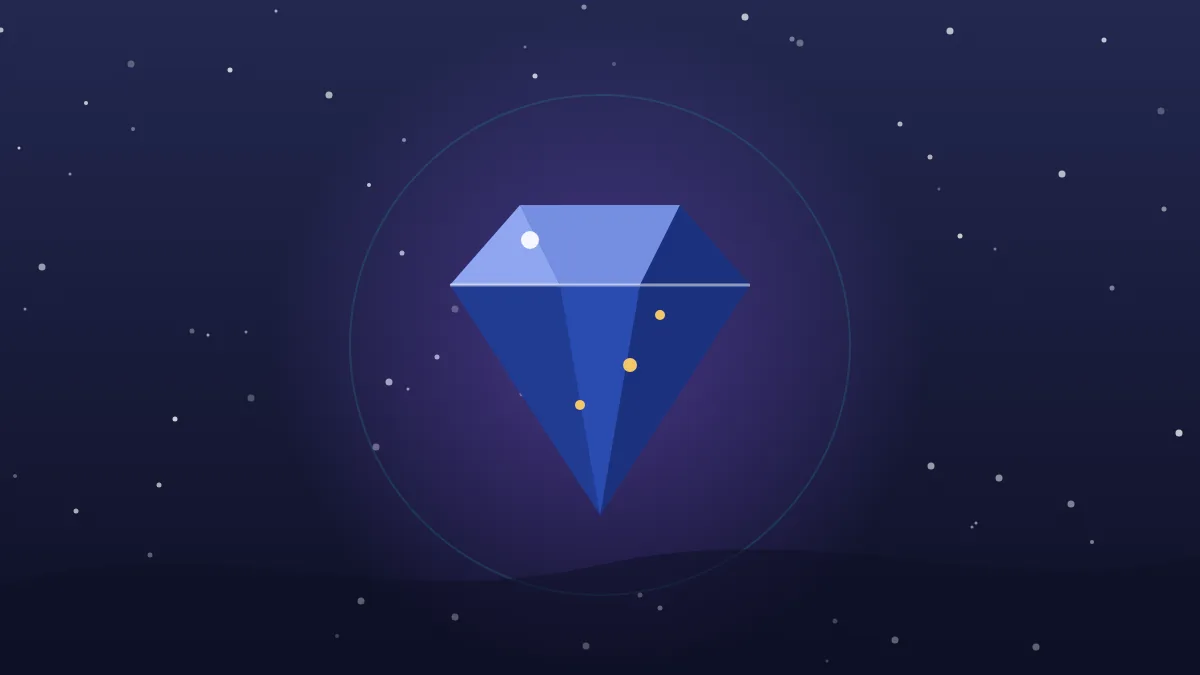 Illustration: a deep blue lapis gemstone with gold flecks
