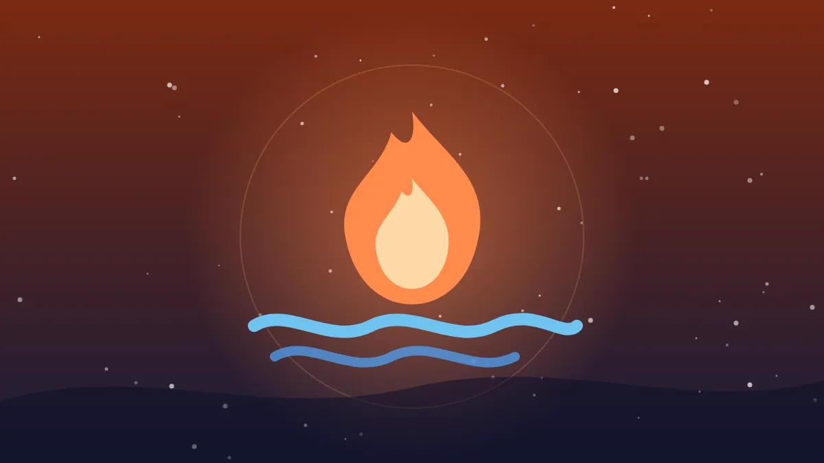 Illustration: a flame rising from water