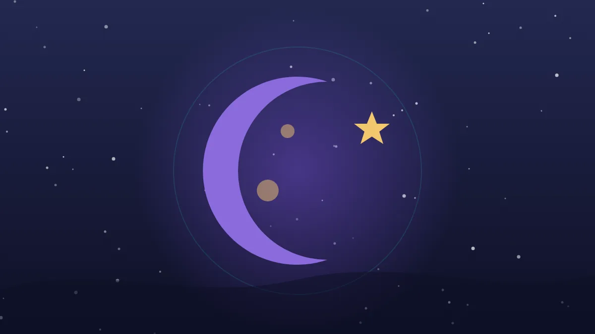 Illustration: a dark crescent and drifting mist